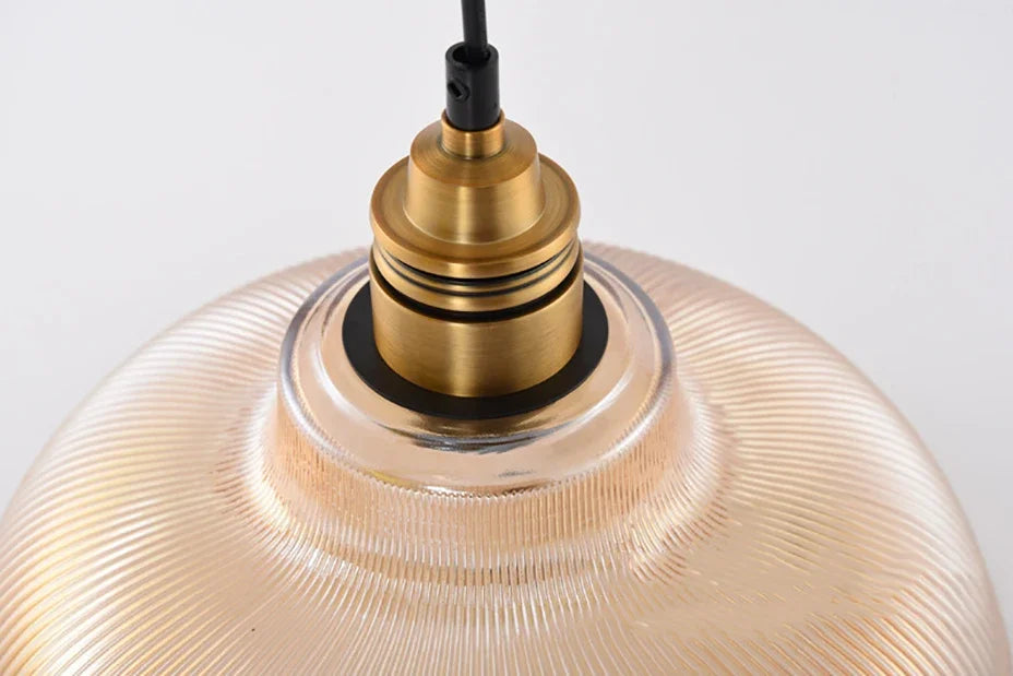 Vintage Striped Glass Pendant Light – Single Hanging Lamp