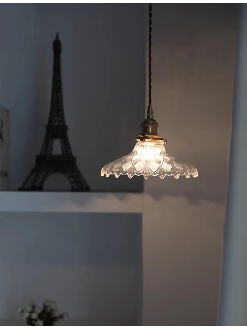 Green Glass Pendant Light – Vintage Iron Hanging Lamp