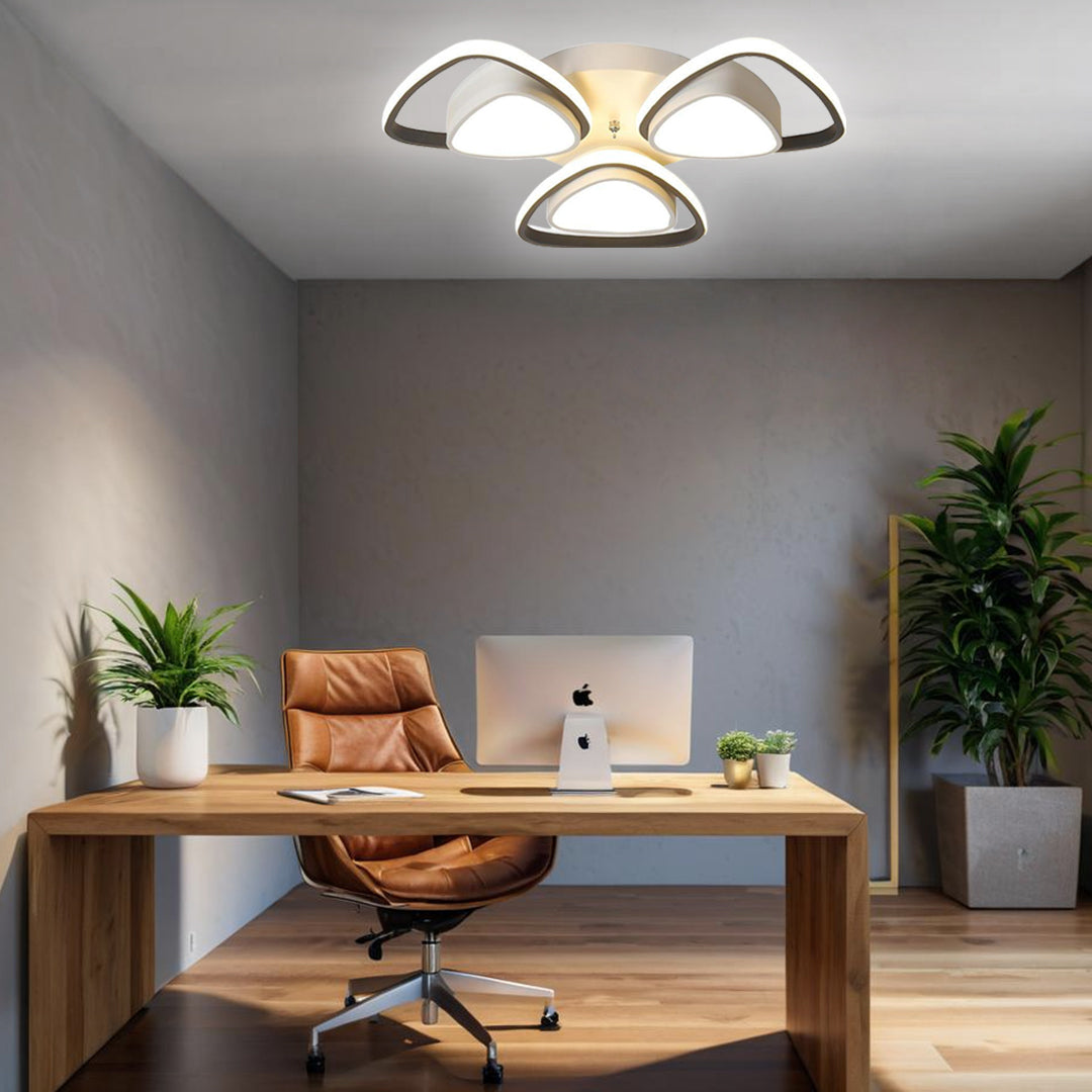 Geometric LED Metal Flush Mount Ceiling Light - Modern Minimalist