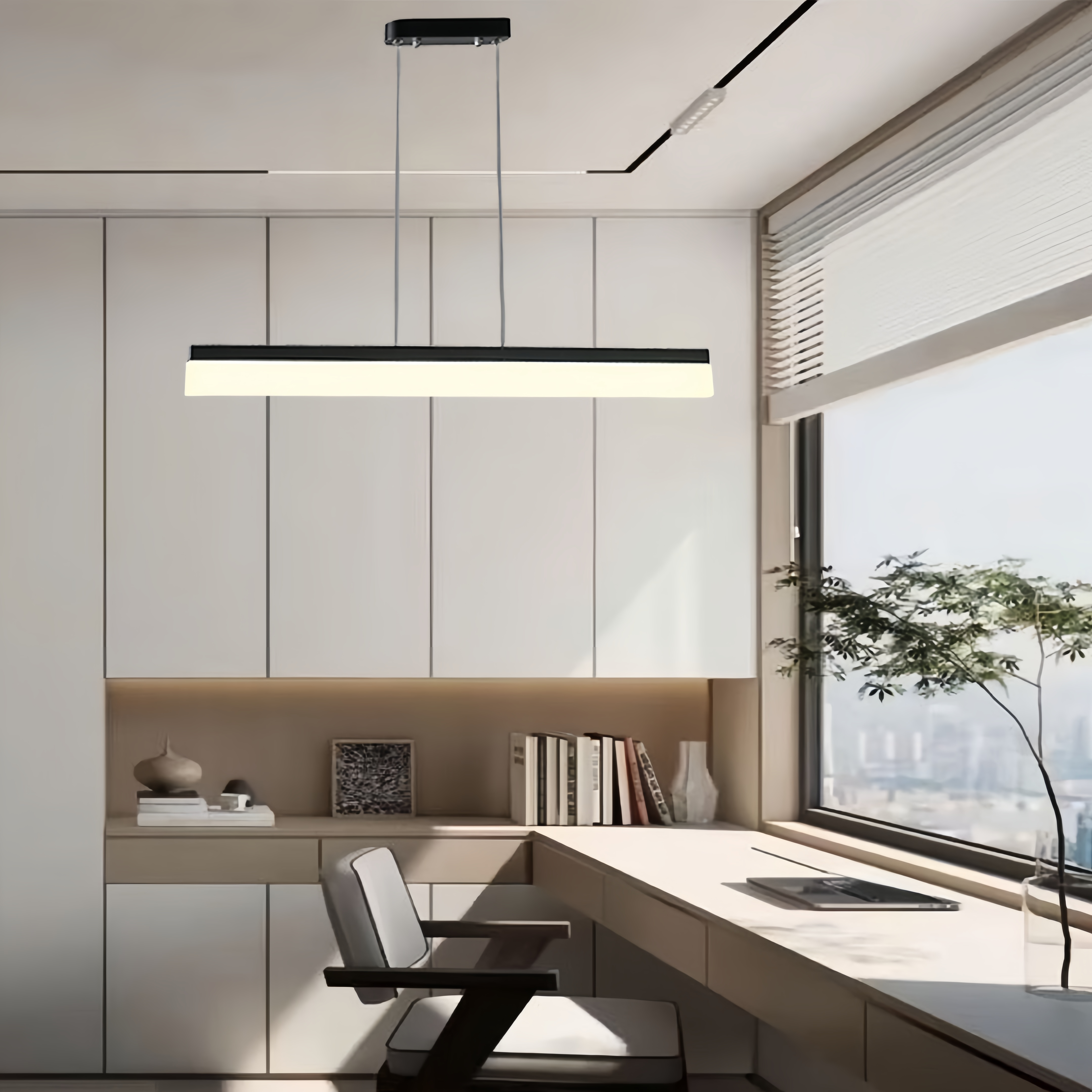 Modern Linear Aluminum Pendant Light with Acrylic Shade
