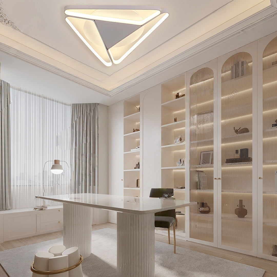 Geometric LED Flush Mount Ceiling Light Modern Metal & PVC