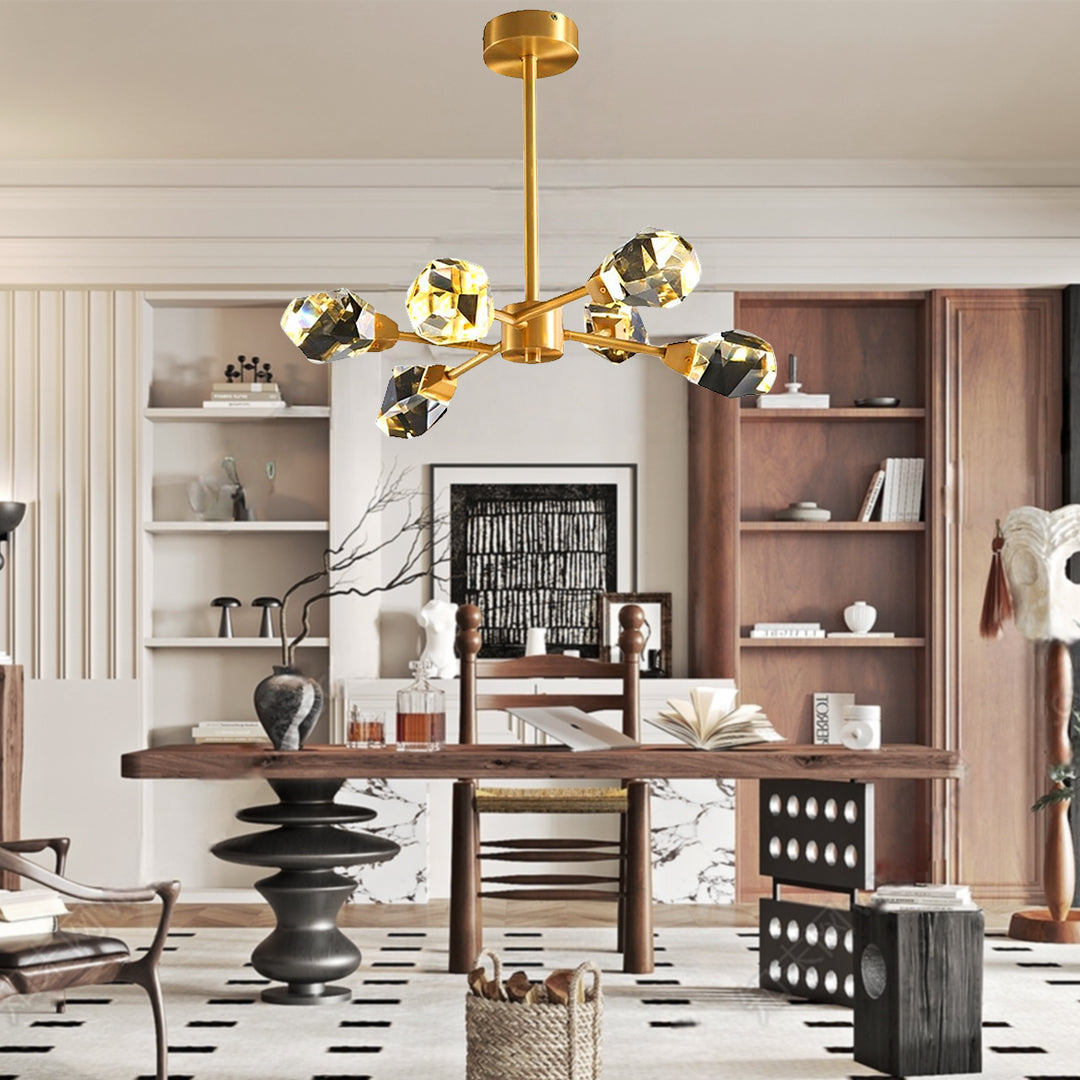 6-Light Crystal Chandelier with Gold Electroplated Finish