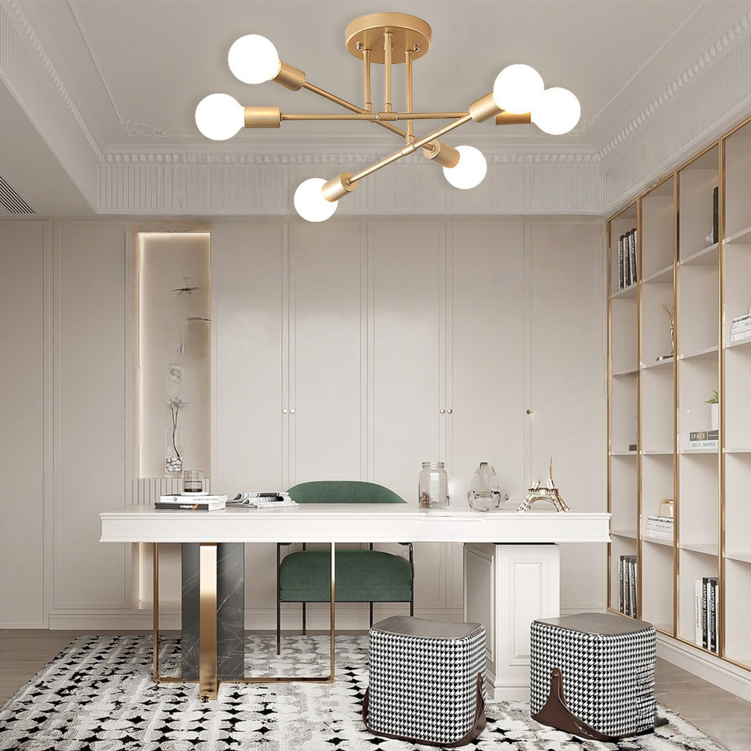 6-Light Sputnik Chandelier Modern Iron Globe Ceiling Light