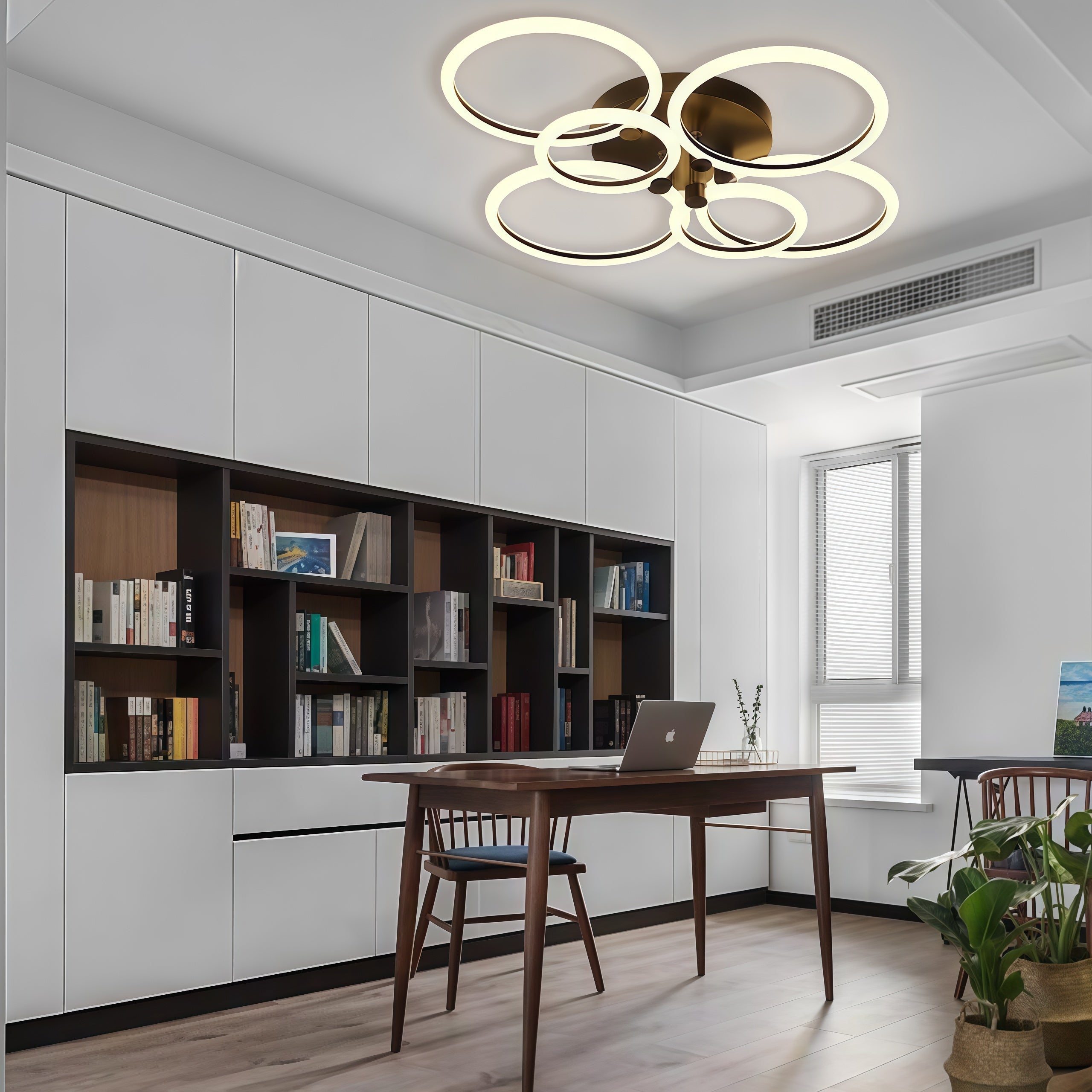 Modern Circular Ring LED Flush Mount Ceiling Light with Remote