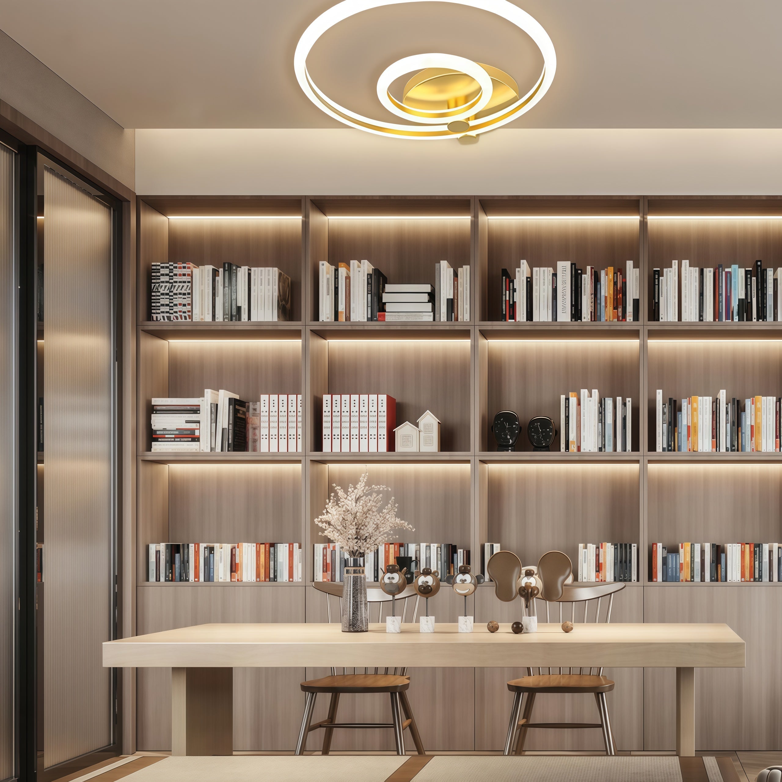 Modern Circular Ring LED Flush Mount Ceiling Light with Remote