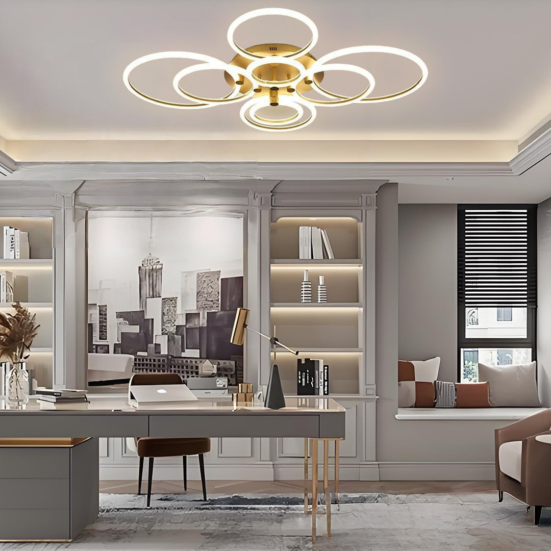 Modern Circular Ring LED Flush Mount Ceiling Light with Remote