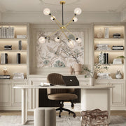 Modern Glass Sputnik Chandelier with Metal Frame