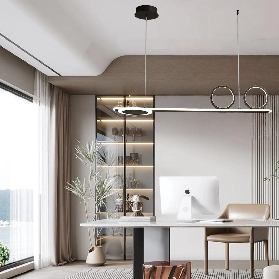 Modern 3-Circle Linear LED Pendant Light – Metal & Acrylic