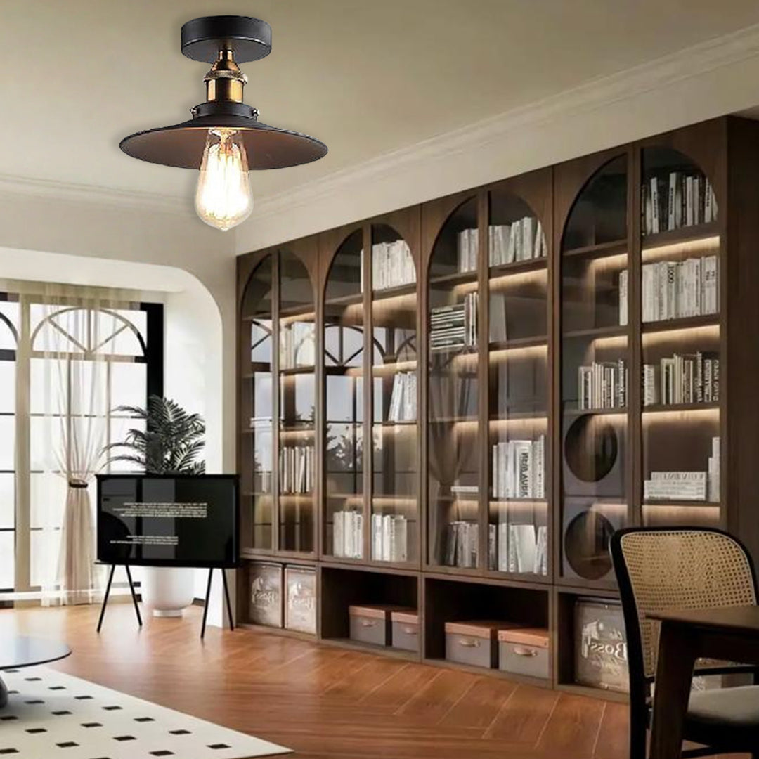 Industrial Teardrop Semi-Flush Mount Ceiling Light - Metal Fixture