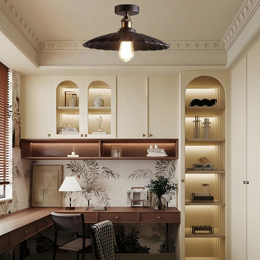 Industrial Teardrop Semi-Flush Mount Ceiling Light - Metal Fixture