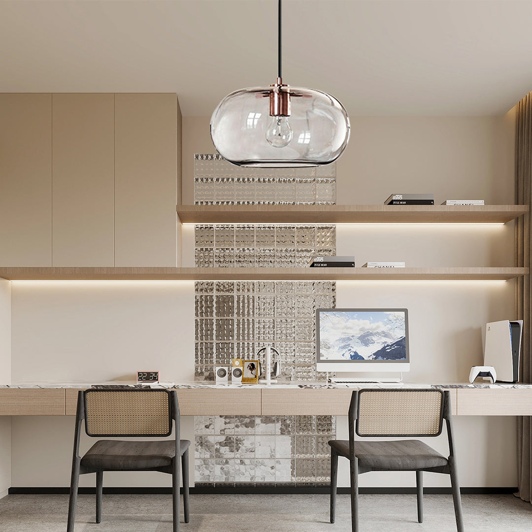 Elongated Globe Glass Pendant Light Nordic Style Hanging Lamp