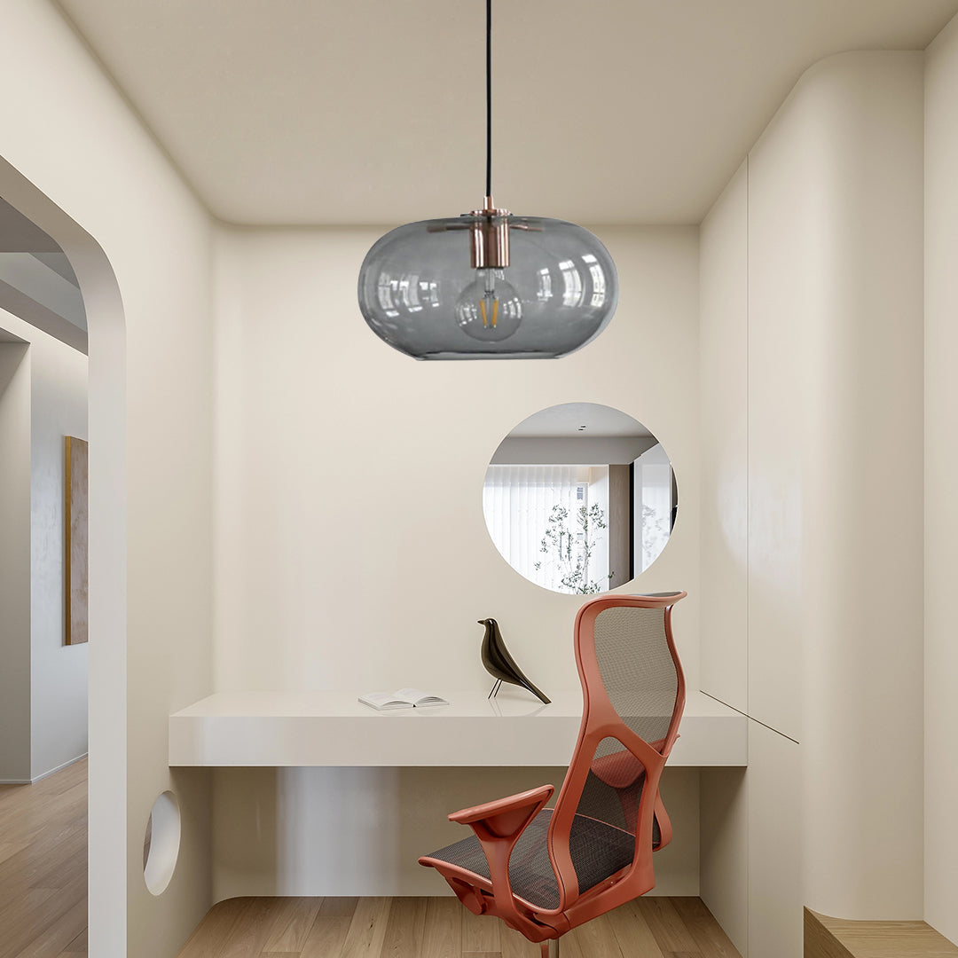 Elongated Globe Glass Pendant Light Nordic Style Hanging Lamp