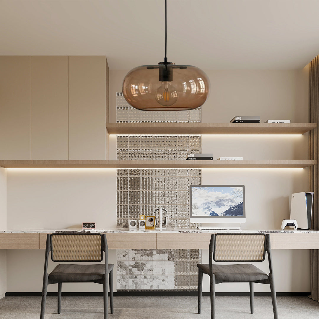 Elongated Globe Glass Pendant Light Nordic Style Hanging Lamp