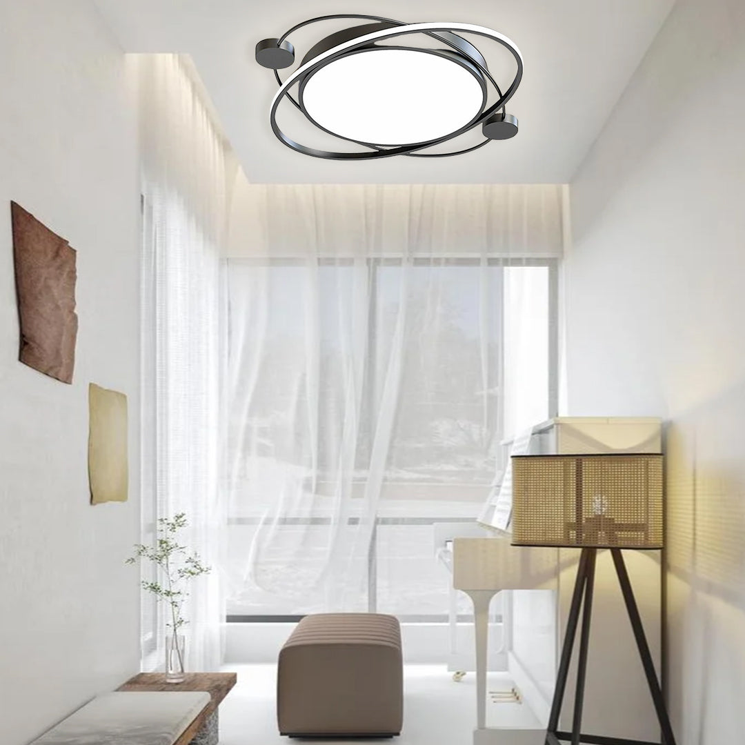 Circular Art Deco LED Flush Mount Ceiling Light - Dimmable