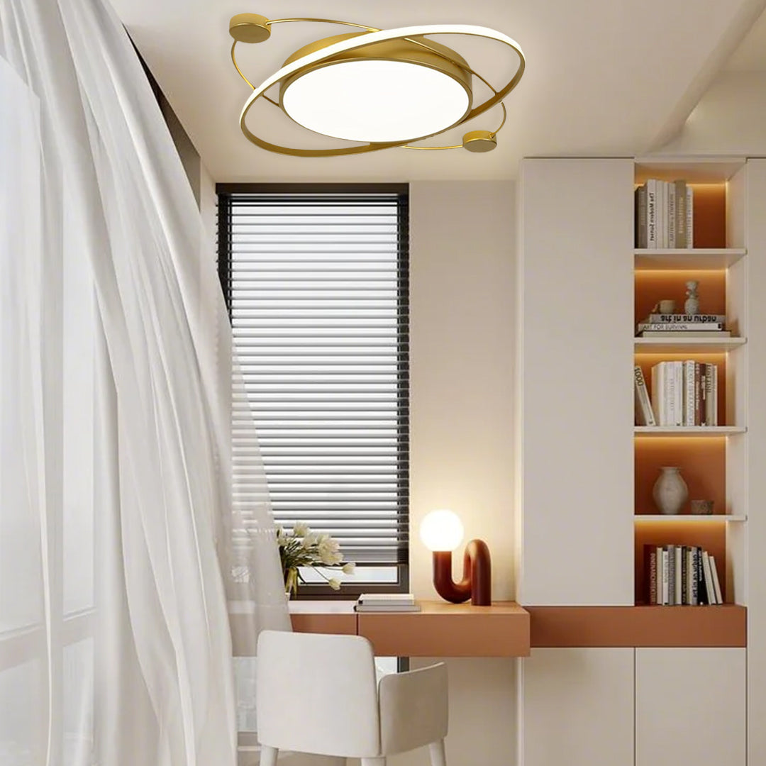 Circular Art Deco LED Flush Mount Ceiling Light - Dimmable