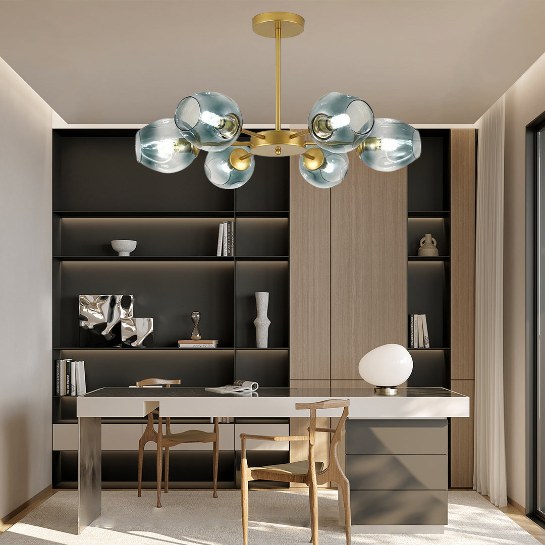 Nordic Sputnik Chandelier Glass Globe Electroplated Aluminum