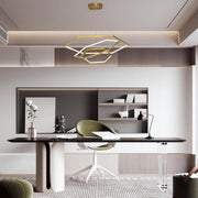 Geometric Ring LED Chandelier Gold Stainless Steel Ceiling Light