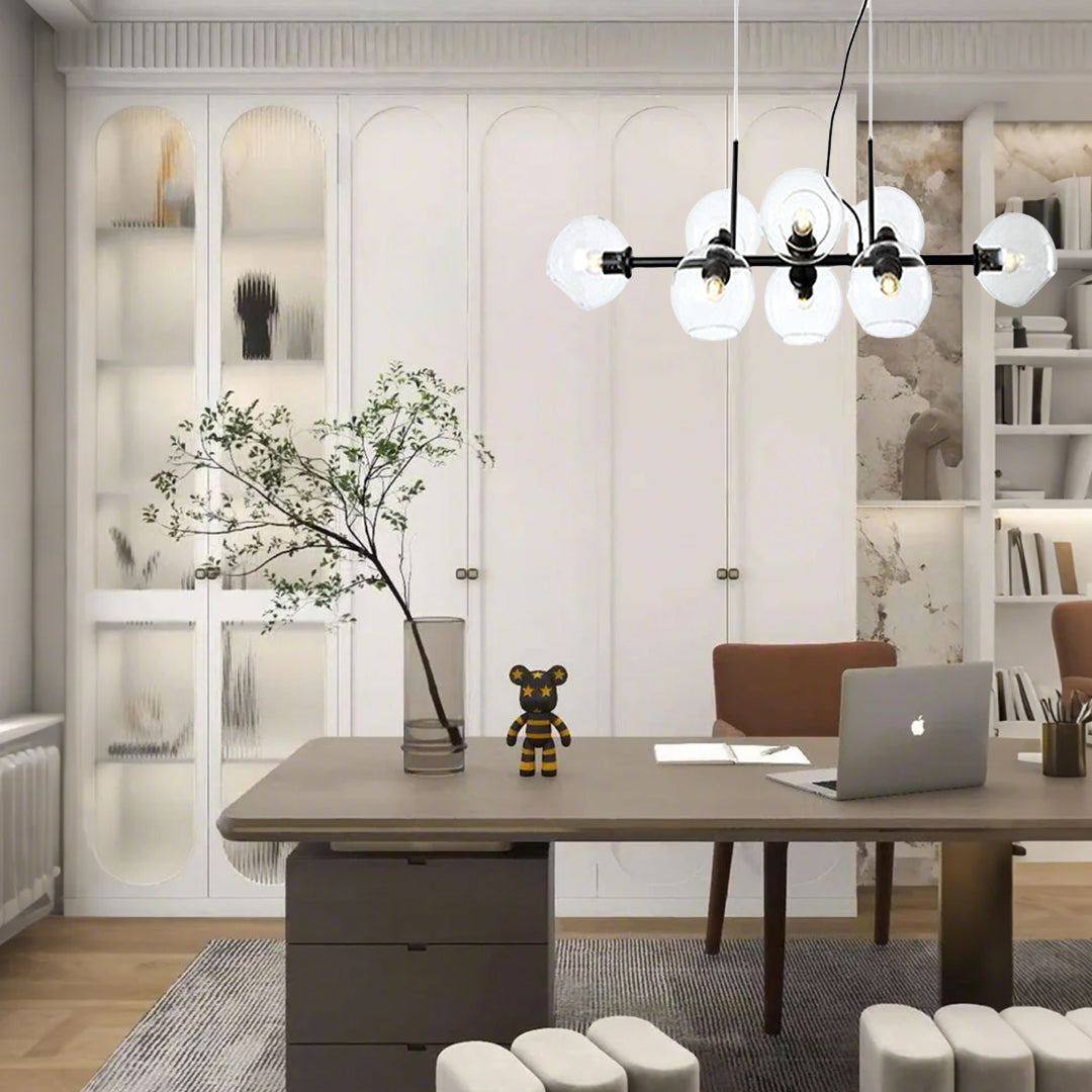Nordic Glass Bubble Chandelier with Metal Frame – 8-Light