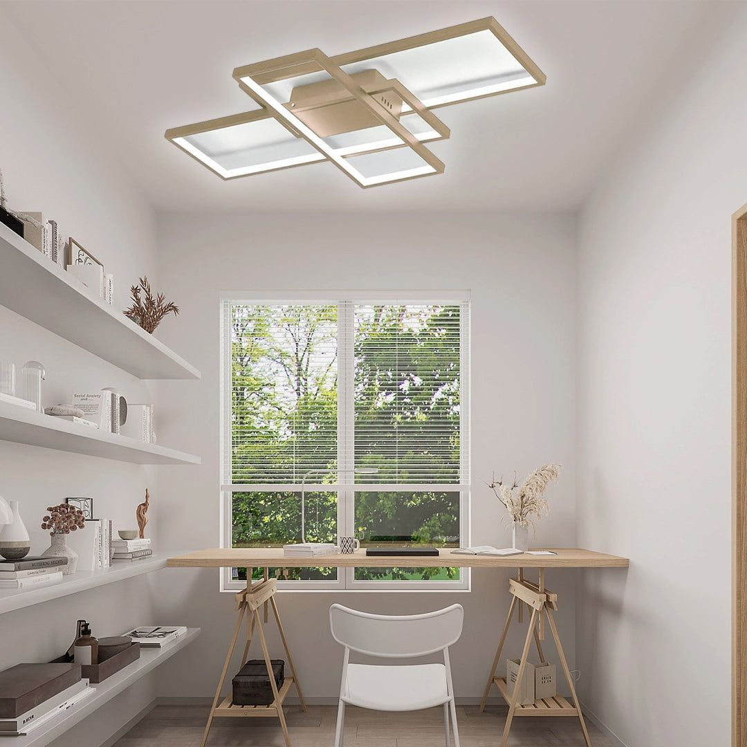Modern Abstract LED Flush Mount Ceiling Light – Three Rectangles