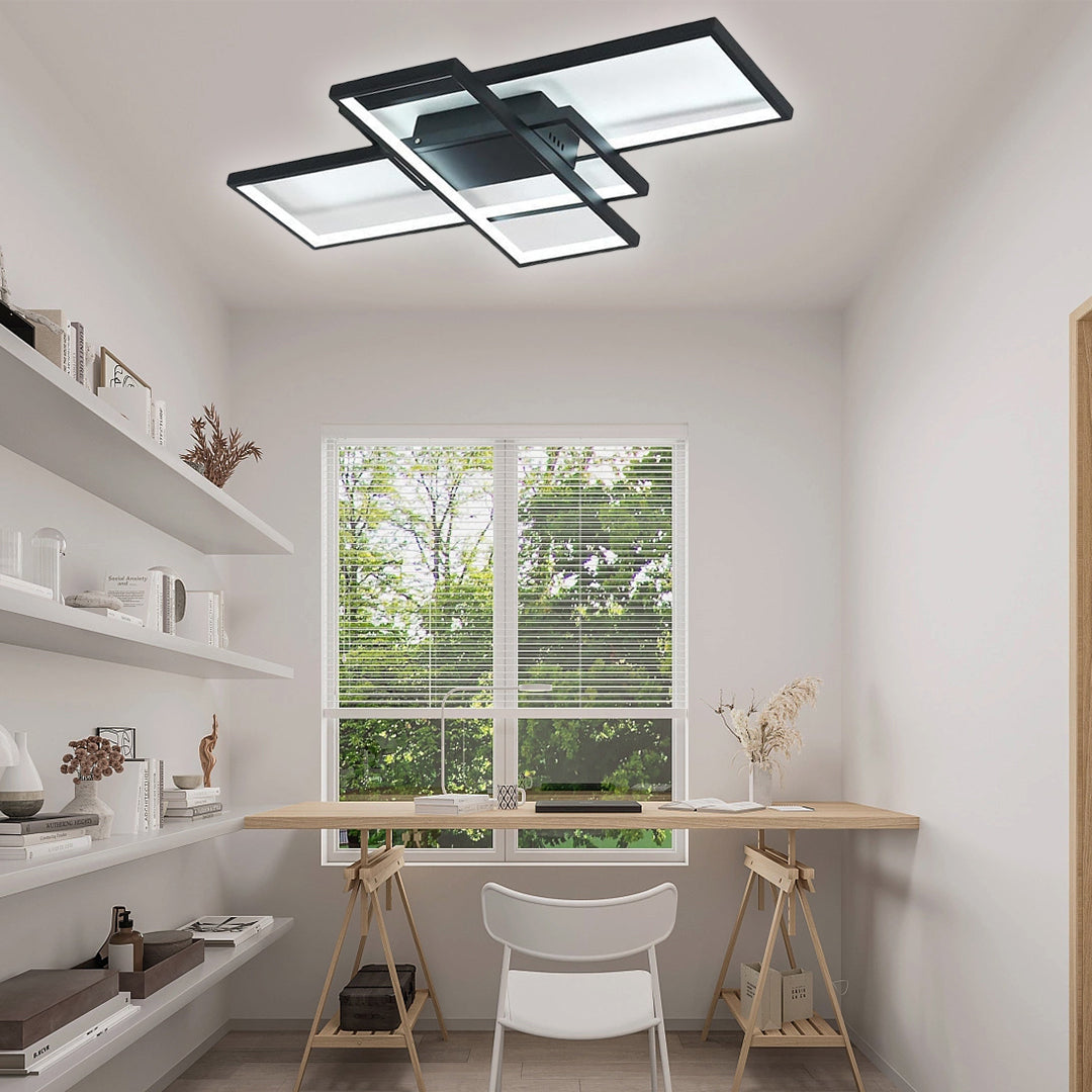 Modern Abstract LED Flush Mount Ceiling Light – Three Rectangles