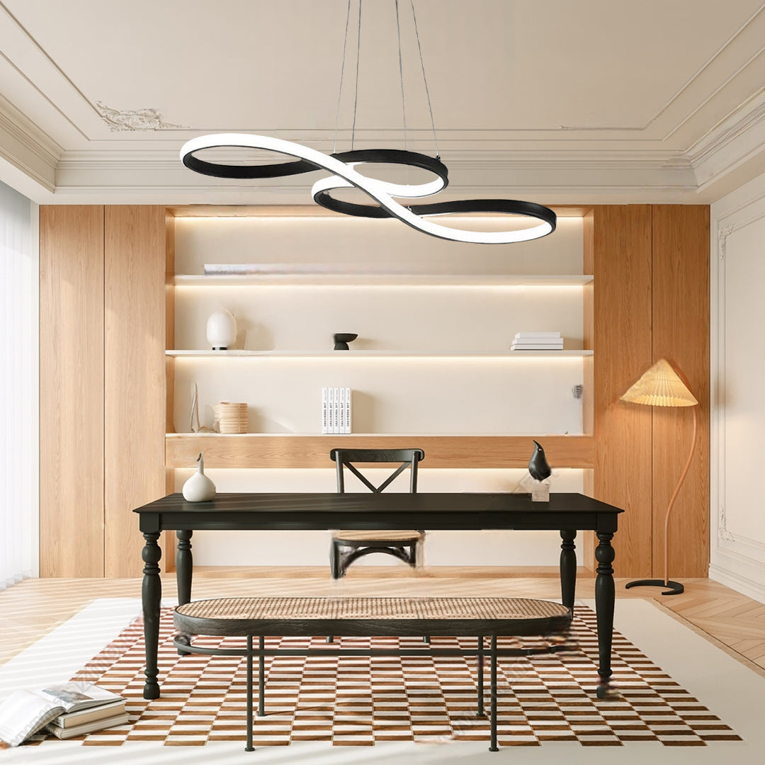 Modern Geometric Wave Chandelier Metal Silica Gel Ceiling Light