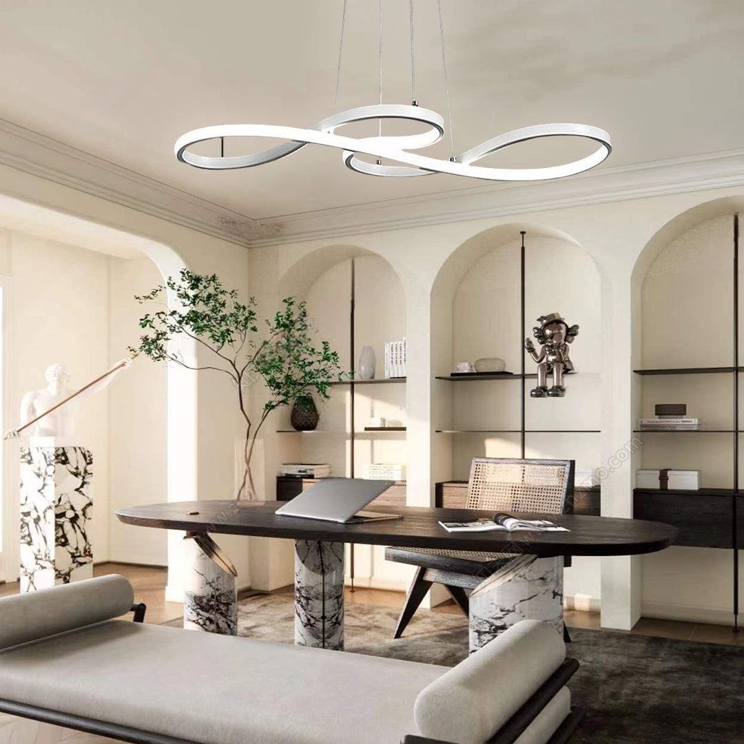 Modern Geometric Wave Chandelier Metal Silica Gel Ceiling Light