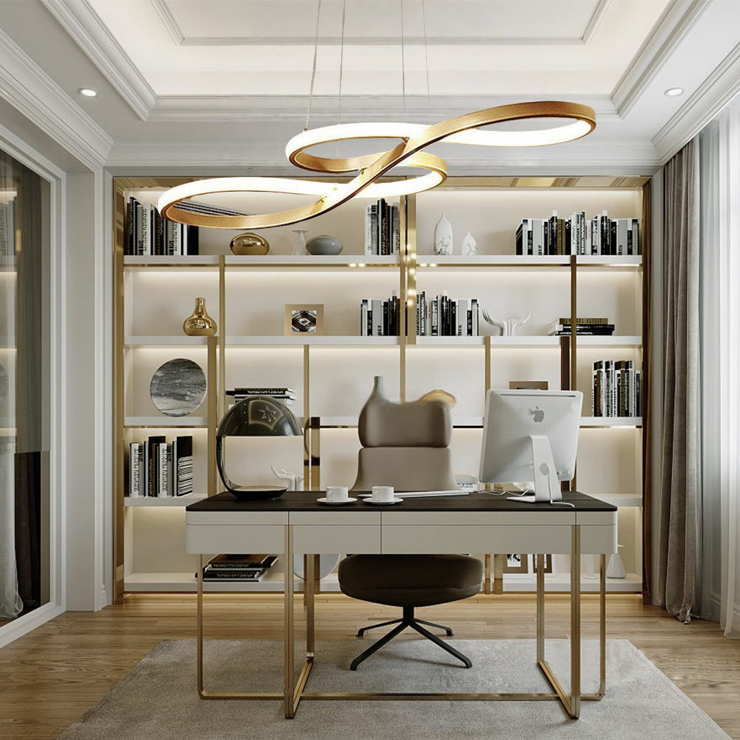 Modern Geometric Wave Chandelier Metal Silica Gel Ceiling Light