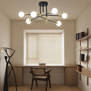 6-Light Sputnik Semi-Flush Mount Ceiling Light with Glass Shades