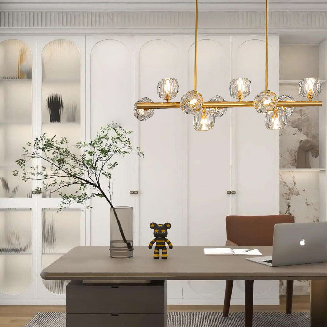 Modern Crystal Globe Cluster Chandelier LED Ceiling Light Gold