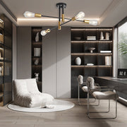 Modern Iron Sputnik Chandelier 4-Light Black & Gold