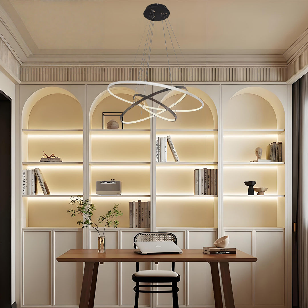 Adjustable Multi-Circle LED Dimmable Chandelier with Remote