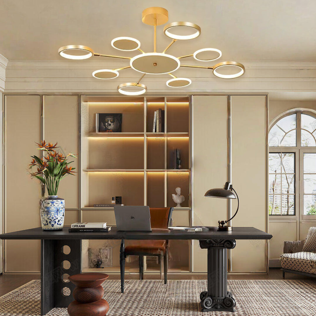 Modern Multi-Circle Pendant Light Acrylic Aluminum LED Chandelier