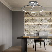 Dimmable LED Semi-Flush Mount Ceiling Light Modern Metal Geometric