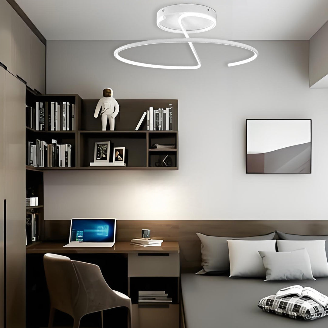 Dimmable LED Semi-Flush Mount Ceiling Light Modern Metal Geometric