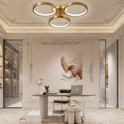 Modern Circular LED Flush Mount Ceiling Light in Gold Copper