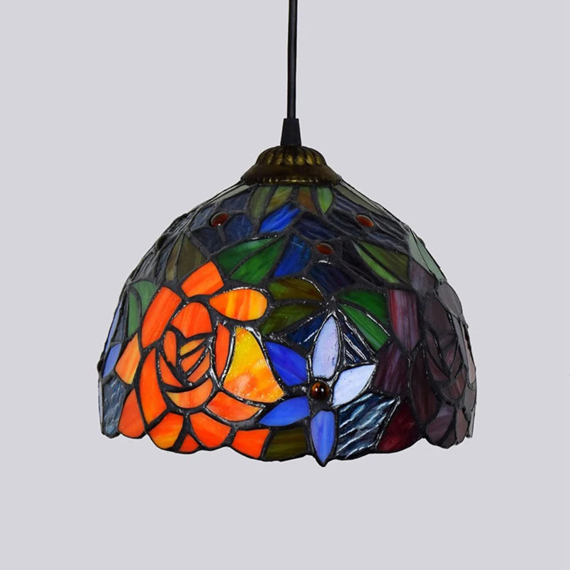 Stained Glass Pendant Light – 20cm European Hanging Lamp