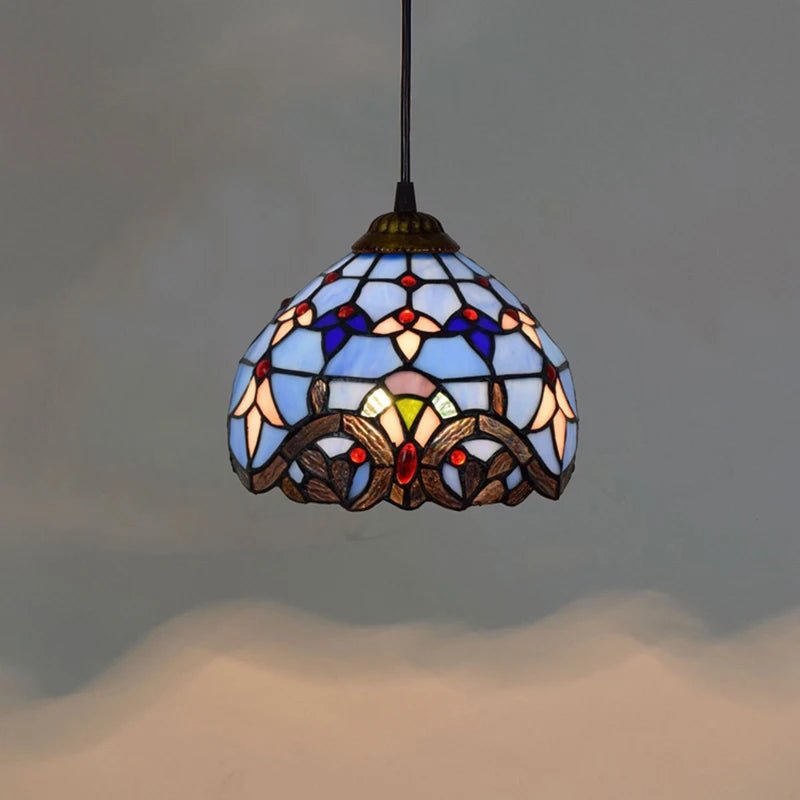 Stained Glass Pendant Light – 20cm European Hanging Lamp