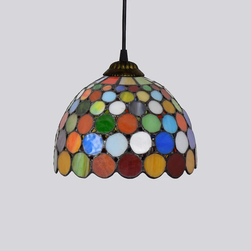 Stained Glass Pendant Light – 20cm European Hanging Lamp