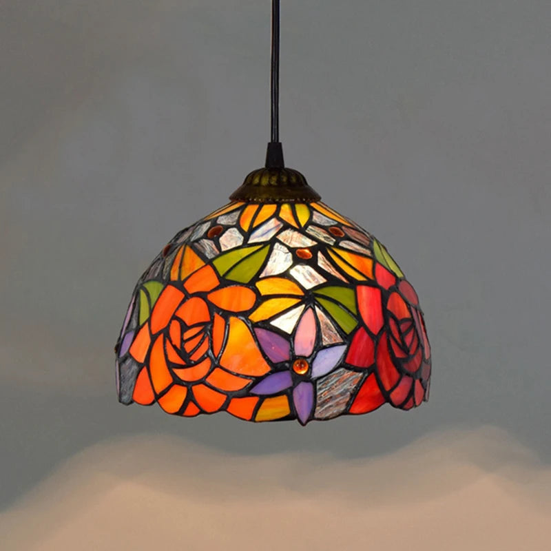 Stained Glass Pendant Light – 20cm European Hanging Lamp