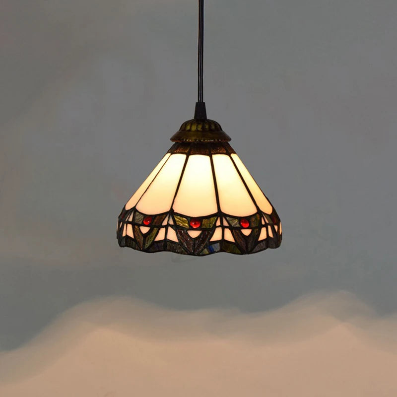 Stained Glass Pendant Light – 20cm European Hanging Lamp