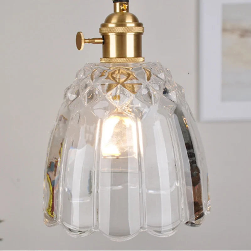 Nordic Clear Glass Pendant Light with Knob Switch