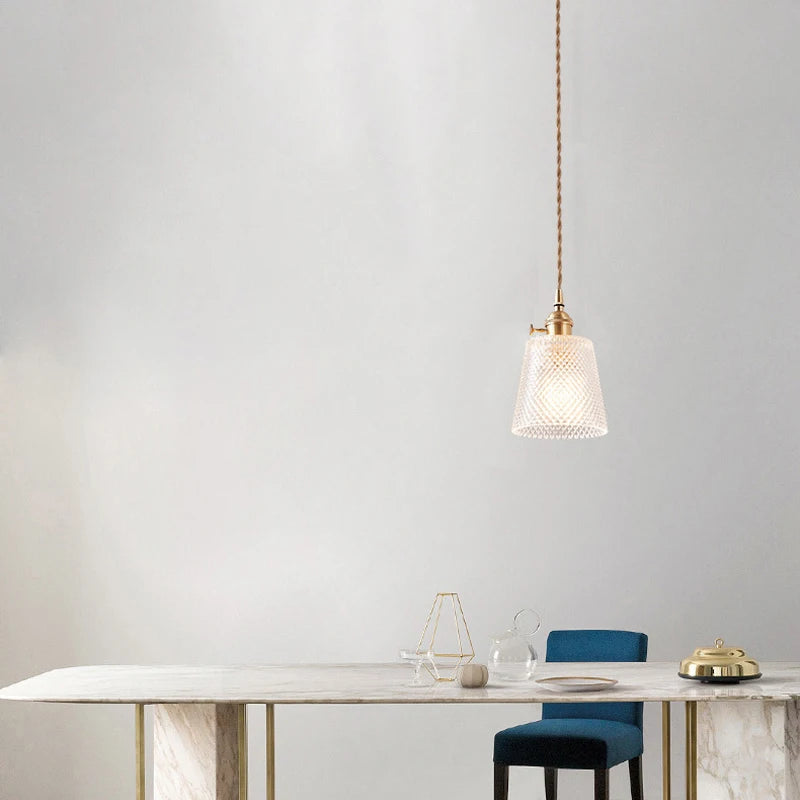 Vintage Argyle Glass Pendant Light – Retro Nordic Hanging Lamp