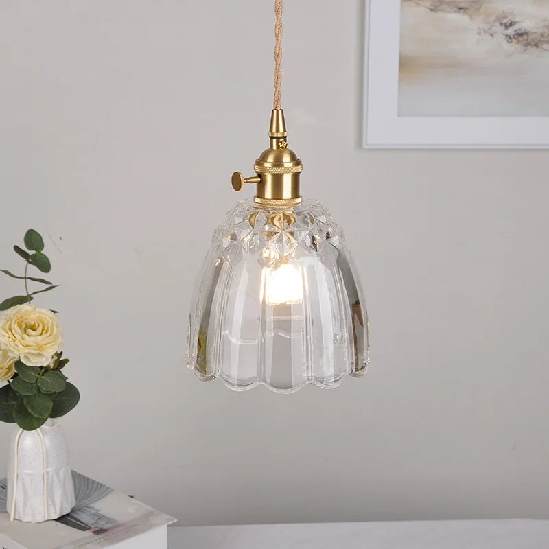 Nordic Clear Glass Pendant Light with Knob Switch