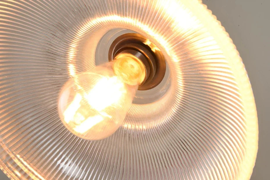 Vintage Striped Glass Pendant Light – Single Hanging Lamp