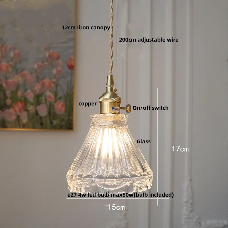 Nordic Clear Glass Pendant Light with Knob Switch