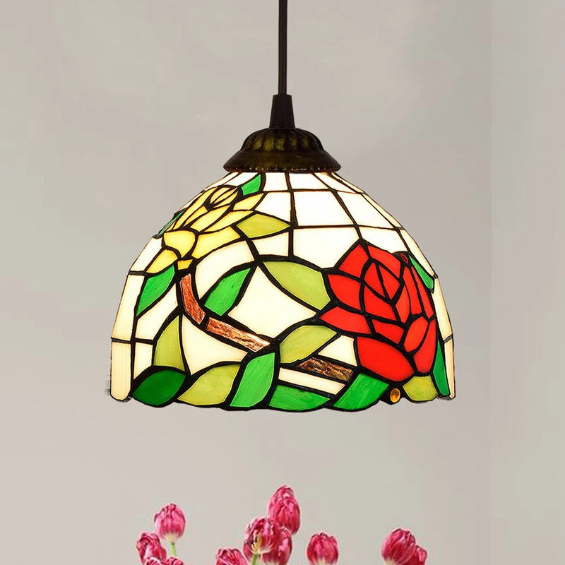 Stained Glass Pendant Light – 20cm European Hanging Lamp