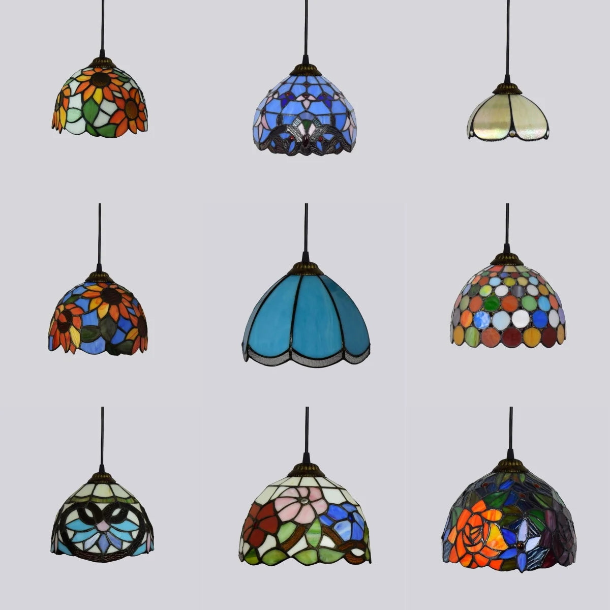 Stained Glass Pendant Light – 20cm European Hanging Lamp