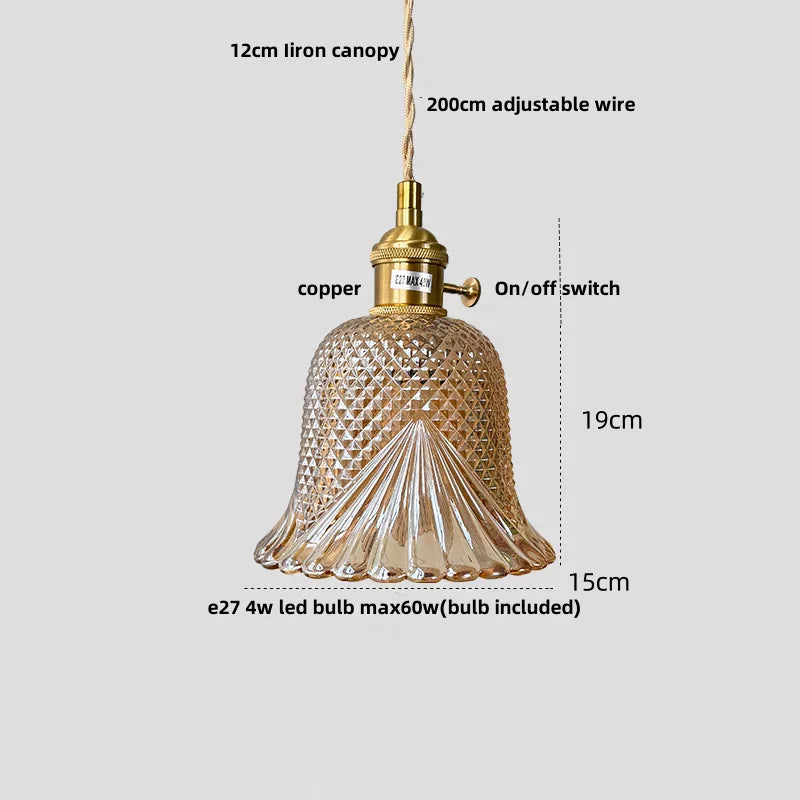 Nordic Clear Glass Pendant Light with Knob Switch