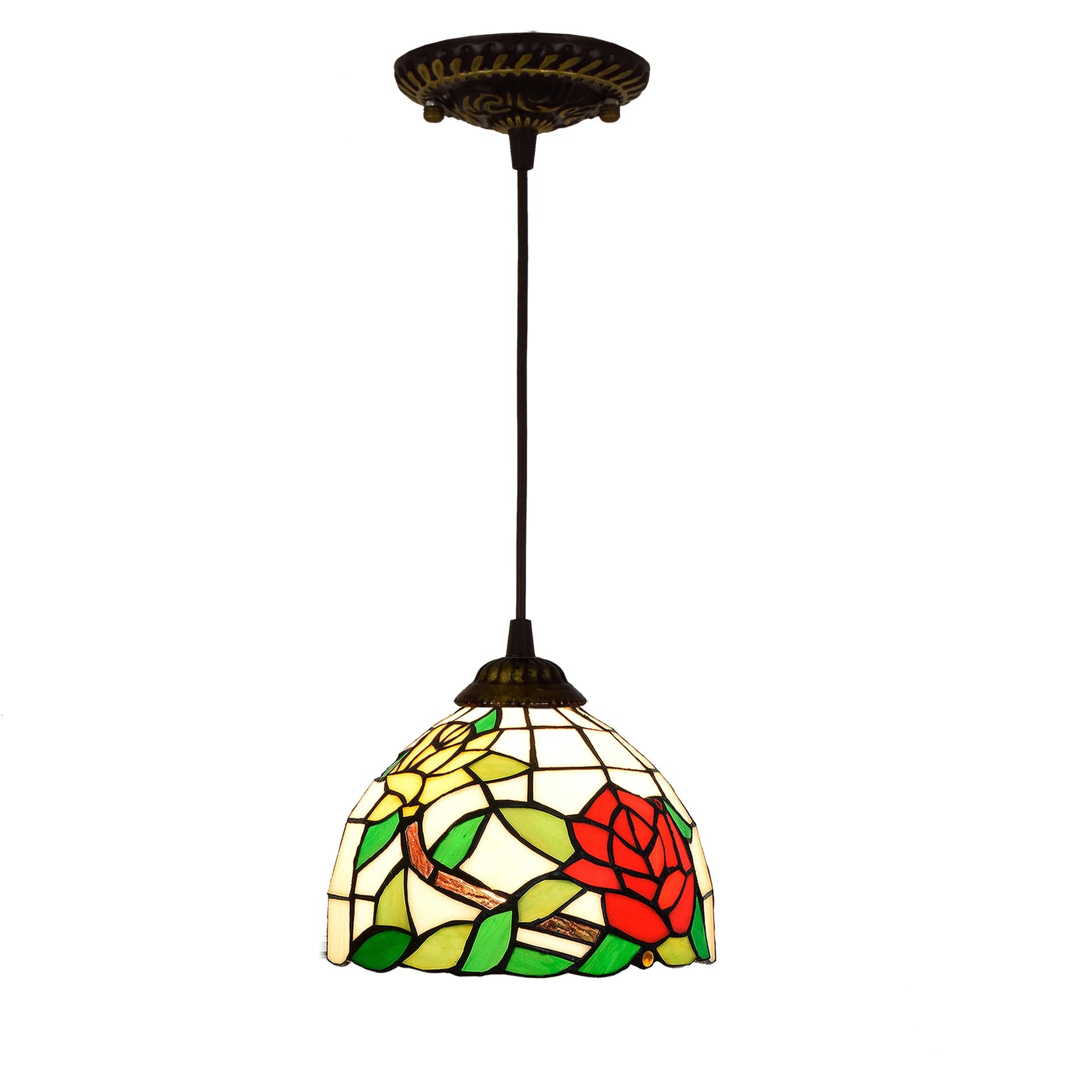 Stained Glass Pendant Light – 20cm European Hanging Lamp