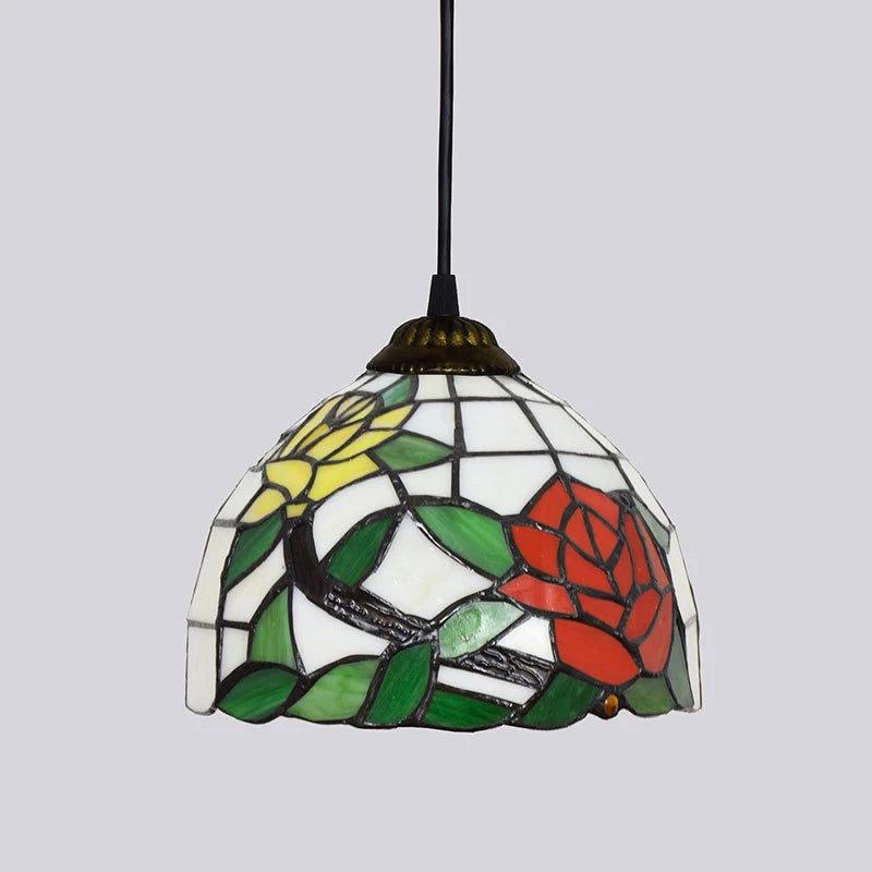 Stained Glass Pendant Light – 20cm European Hanging Lamp